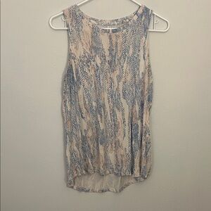 Nine West Blue and Beige Abstract Tank Top